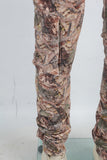 Digital print cargo stack jeans