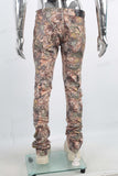 Digital print cargo stack jeans