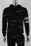 Black patchwork embroidered hoodie and pants set