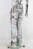 Silver wax double waist flared jeans