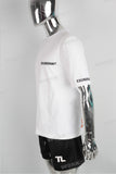 Embroidered print regular slim fit white T shirt men