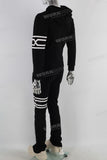 Black patchwork embroidered hoodie and pants set