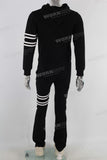 Black patchwork embroidered hoodie and pants set