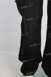 Black doubles layer damaged patchwork jeans