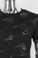 Black Sequin Slim regular T shirt men