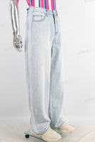 Blue straight acid washed jeans