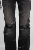 Black damaged straight jeans