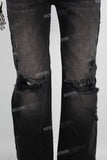 Black damaged straight jeans