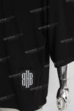 Black oversize patchwork digital print t shirt