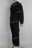 Embroidered patchwork hoodie and straight pants set
