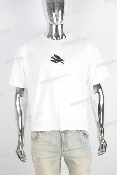 White screen print t shirt