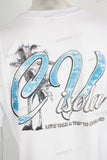 White heavyweight blue digital print t shirt
