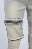 Acid washed Cargo Skinny Jeans Men