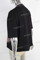 Black digital print raw hem t shirt