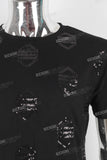 Black Sequin Slim regular T shirt men
