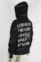 Black digital print thread hoodie