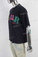 Black heavyweight digital print T shirt