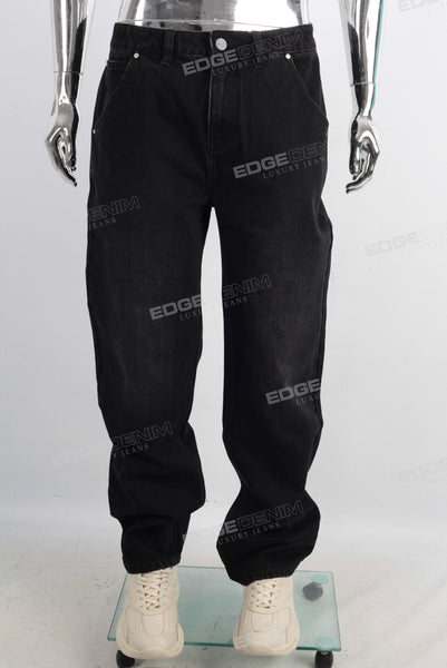 Black acid washed baggy jeans