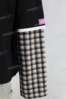 Black digital print patchwork long shirt