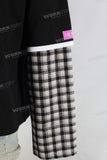 Black digital print patchwork long shirt