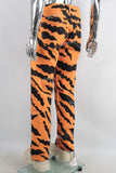 Orange leopard print slimming jeans