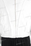 White loose cut and sewn zip up hoodie
