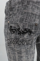Jacquard embroidered skinny flare jeans
