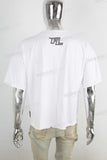 White screen print boot cut t shirt
