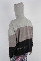Grey patchwork zip up hooded jacket