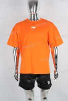 Orange oversize digital print heavyweight T shirt men