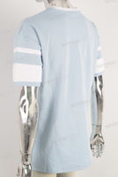 Blue digital print patchworkt shirt