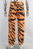 Orange leopard print slimming jeans