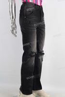 Black damaged straight jeans