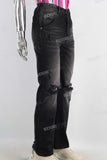 Black damaged straight jeans