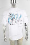 White heavyweight blue digital print t shirt