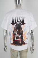 White heavyweight digital print t shirt