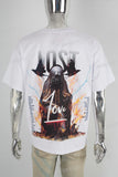 White heavyweight digital print t shirt