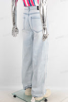 Blue straight acid washed jeans