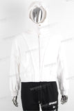 White loose cut and sewn zip up hoodie