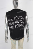 Black digital print sleeveless t shirt