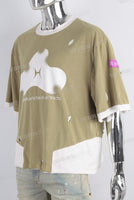 Digital print patchwork damaged t shirt
