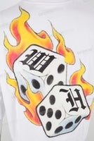 White screen print t shirt