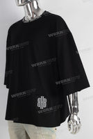 Black oversize patchwork digital print t shirt