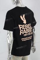 Black heavyweight digital print t shirt