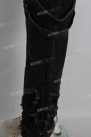 Embroidered patchwork hoodie and straight pants set