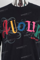 Black heavyweight digital print T shirt