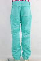 Cyan damaged boot cut jeans