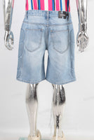 Blue embossed straight shorts