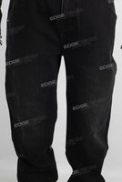 Black acid washed baggy jeans