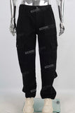 Black cargo straight jeans